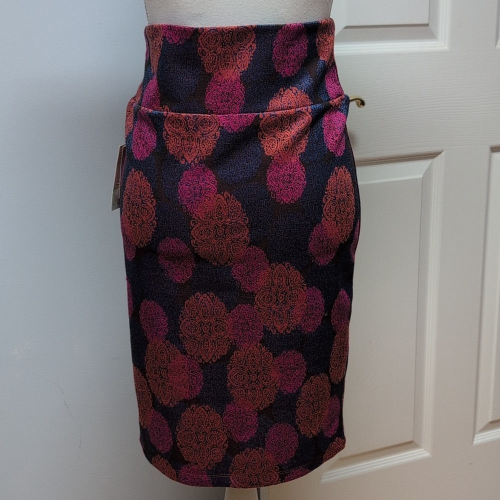 NWT LuLaRoe Cassie Blue,Pink, Orange Floral Pencil Skirt Size S - Picture 3 of 6